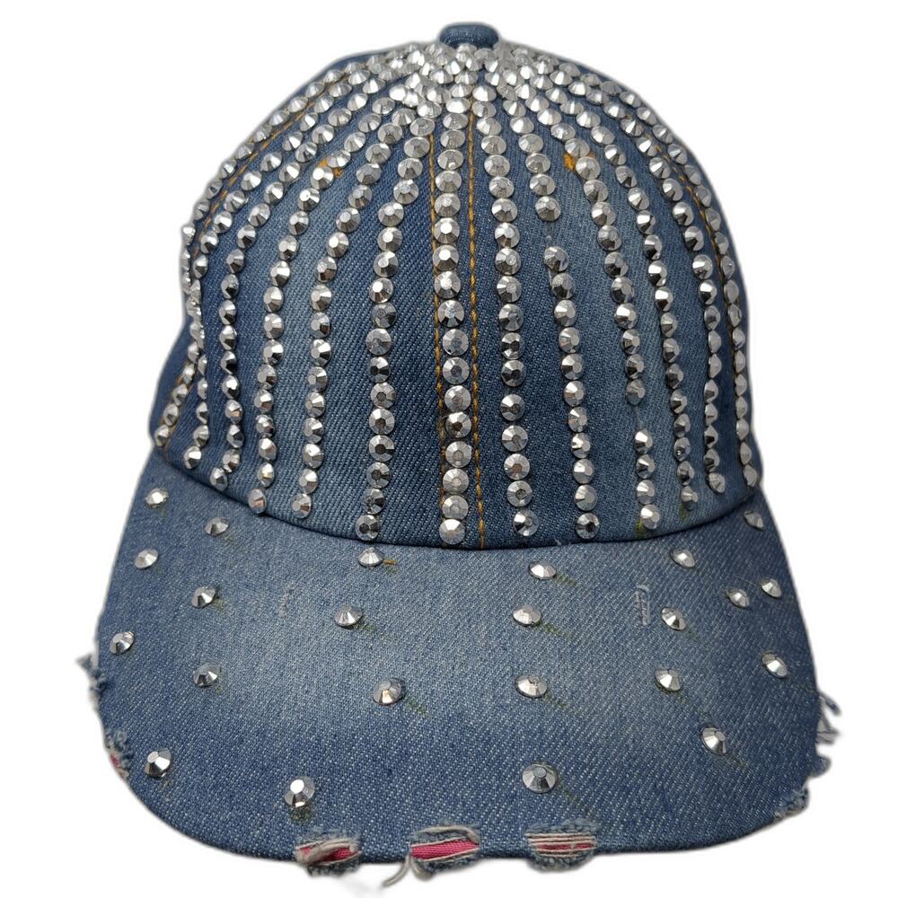 Magid Hats Slideback Baseball Cap Solid Blue One Size Denim Studded